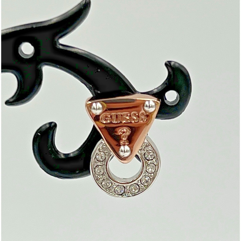 Guess Logo Earrings Rose Gold/Silver Tone w/CZ Stud earrings and Dust Bag - Picture 4 of 10
